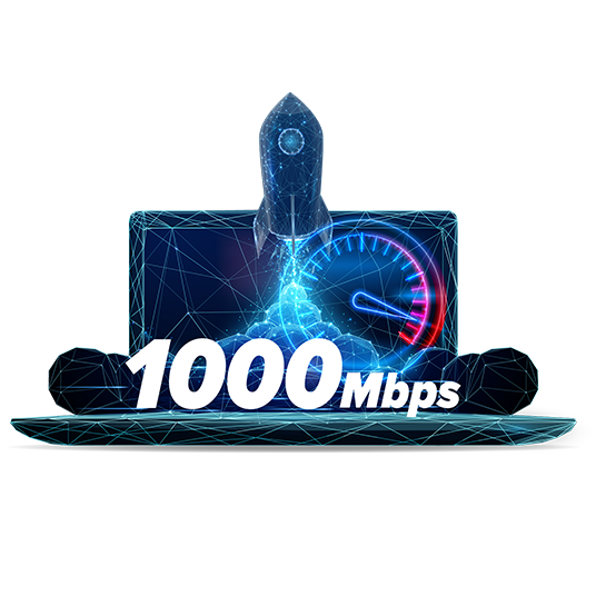 1000 Mbps Download </br>100 Mbps Upload